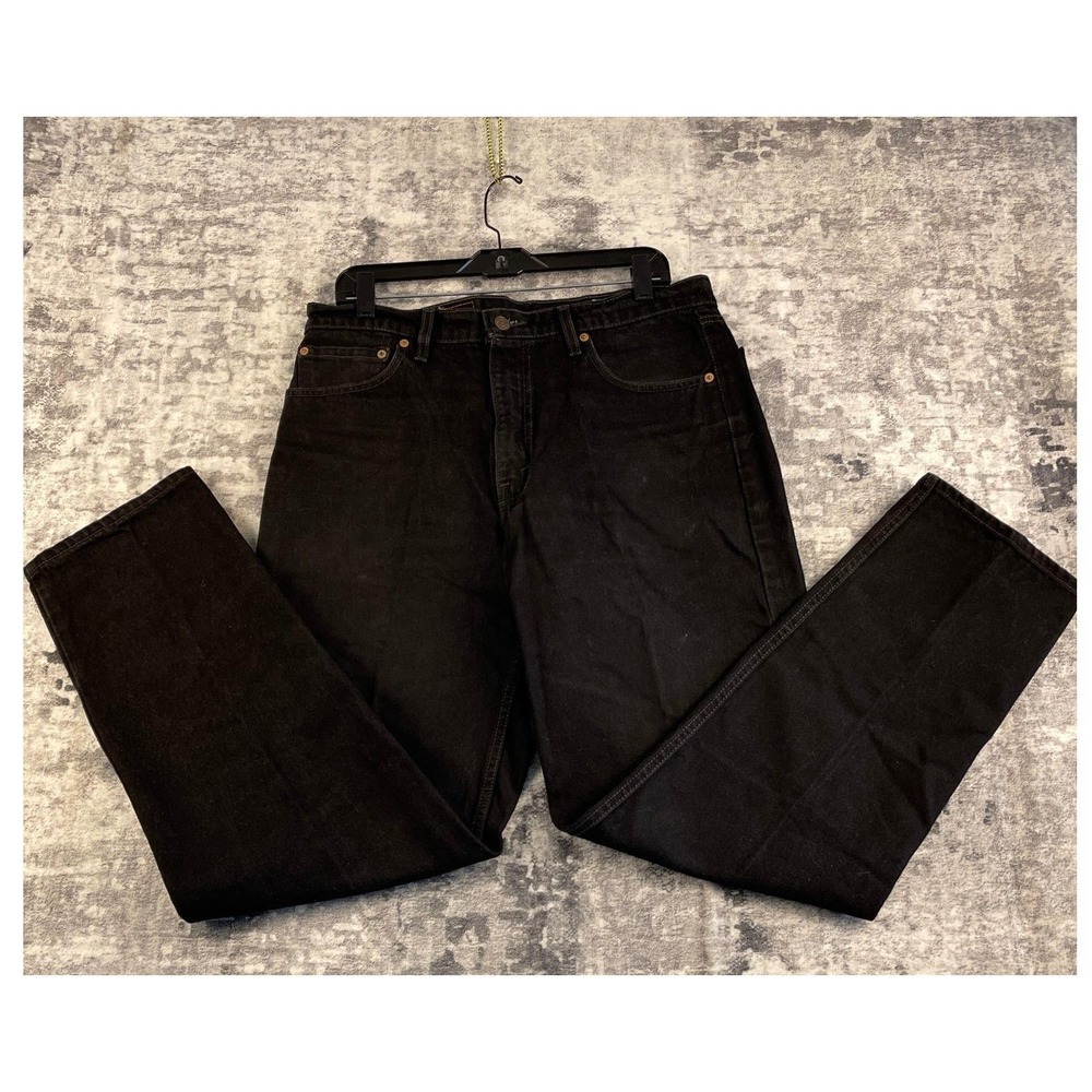 Vtg Levis 550 Jeans Mens 36x34 Black Faded Relaxed Fit Tapered Baggy Denim